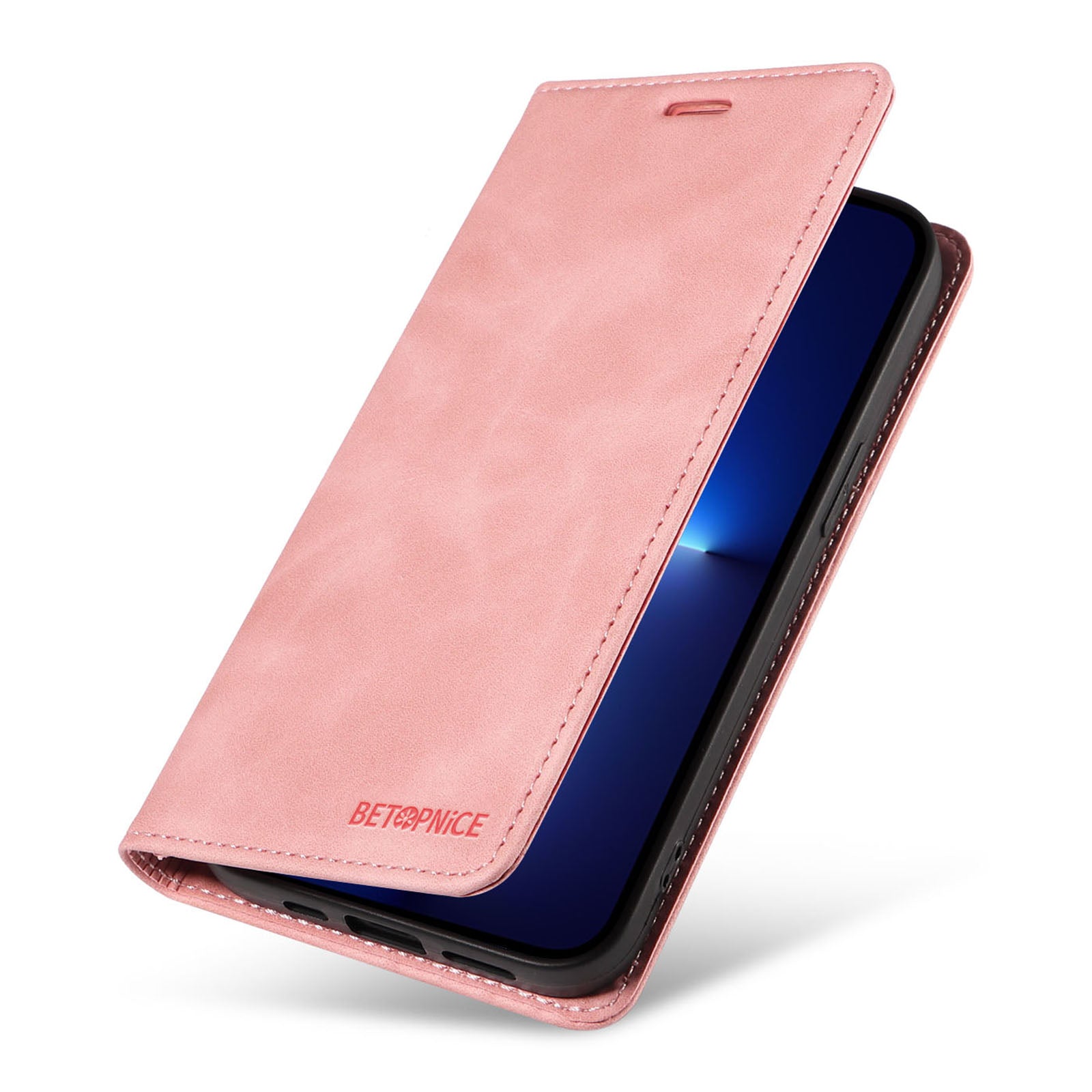 Uniqkart 003 Magnetic Absorbed Phone Case for iPhone 13 Pro , RFID Blocking Wallet PU Leather Stand Cover - Pink Uniqkart 003 Magnetic Absorbed Phone Case for iPhone 13 Pro , RFID Blocking Wallet PU Leather Stand Cover - Pink